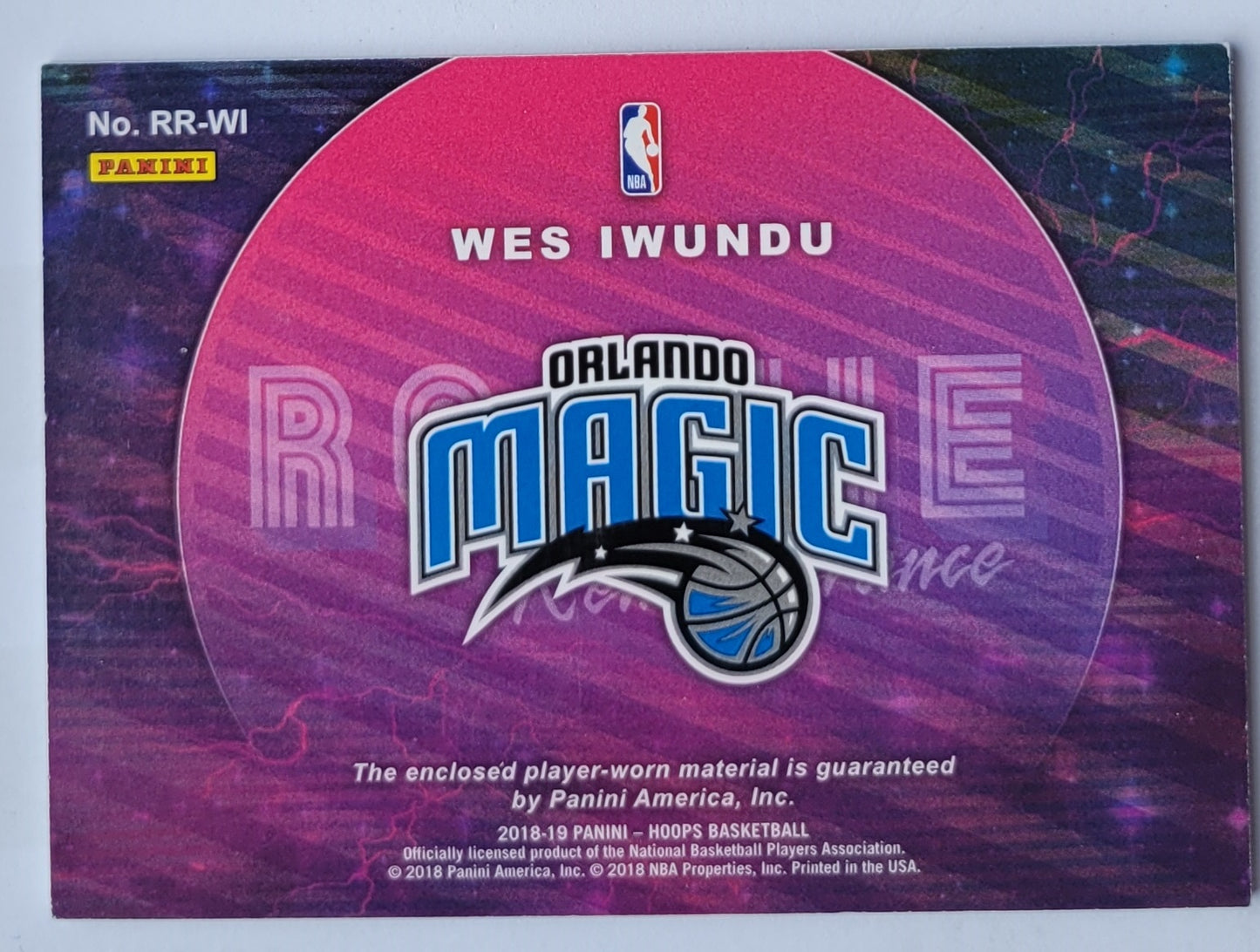 Wes Iwundu - 2018-19 Hoops Rookie Remembrance Relics #RR-WI