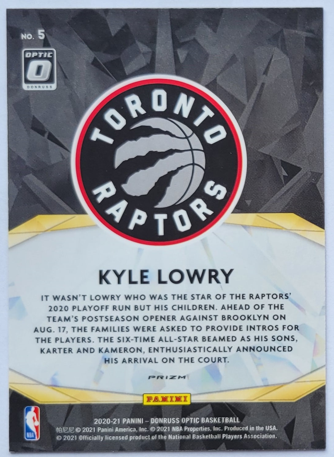 Kyle Lowry - 2020-21 Donruss Optic Winner Stays Holo #5