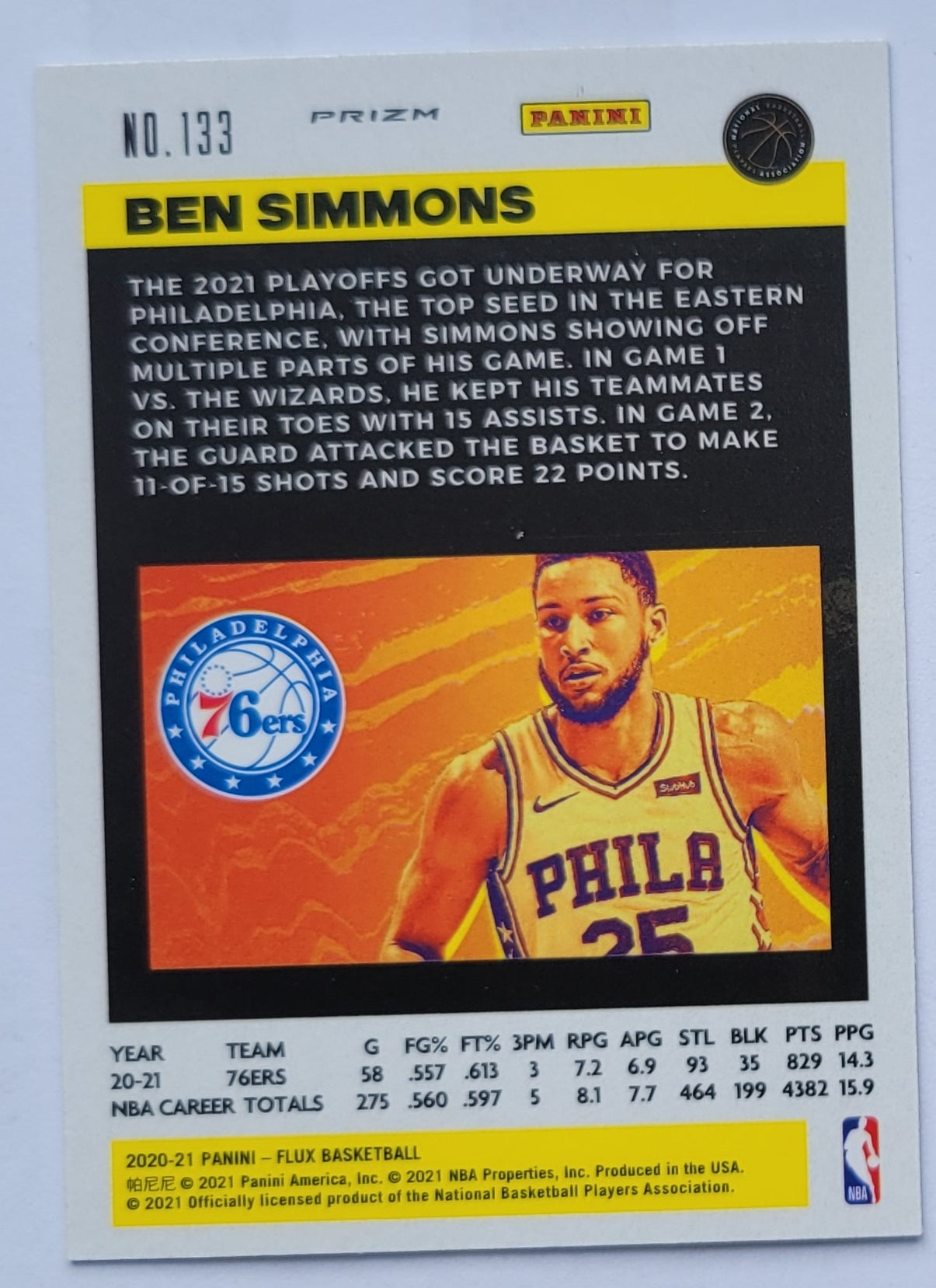 Ben Simmons - 2020-21 Panini Flux Laser #133
