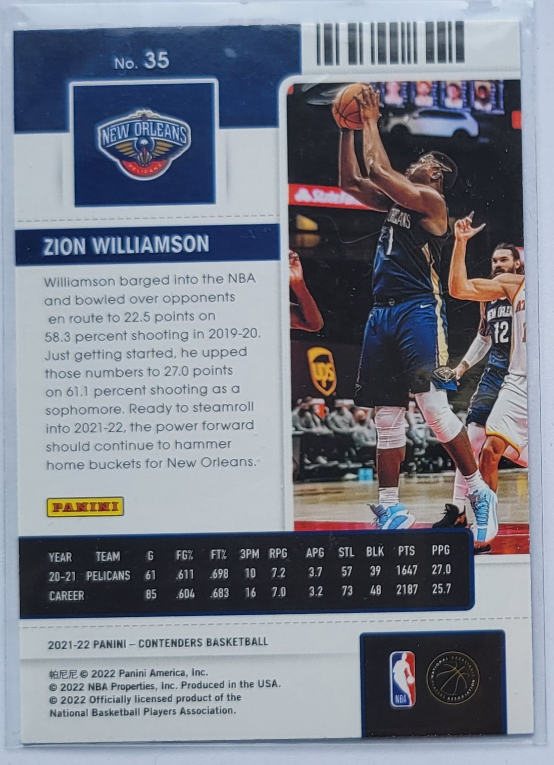 Zion Williamson - 2021-22 Panini Contenders Game Ticket Bronze #35