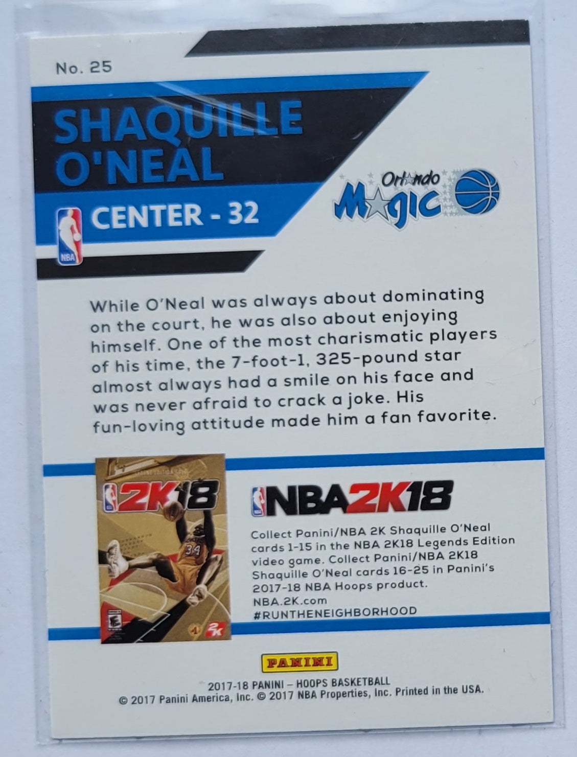 Shaquille O'Neal - 2017-18 Hoops Shaquille O'Neal NBA 2K #25