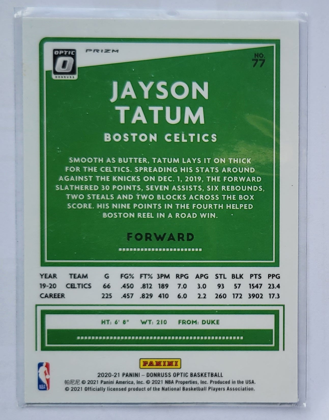 Jayson Tatum - 2020-21 Donruss Optic Hyper Pink #77