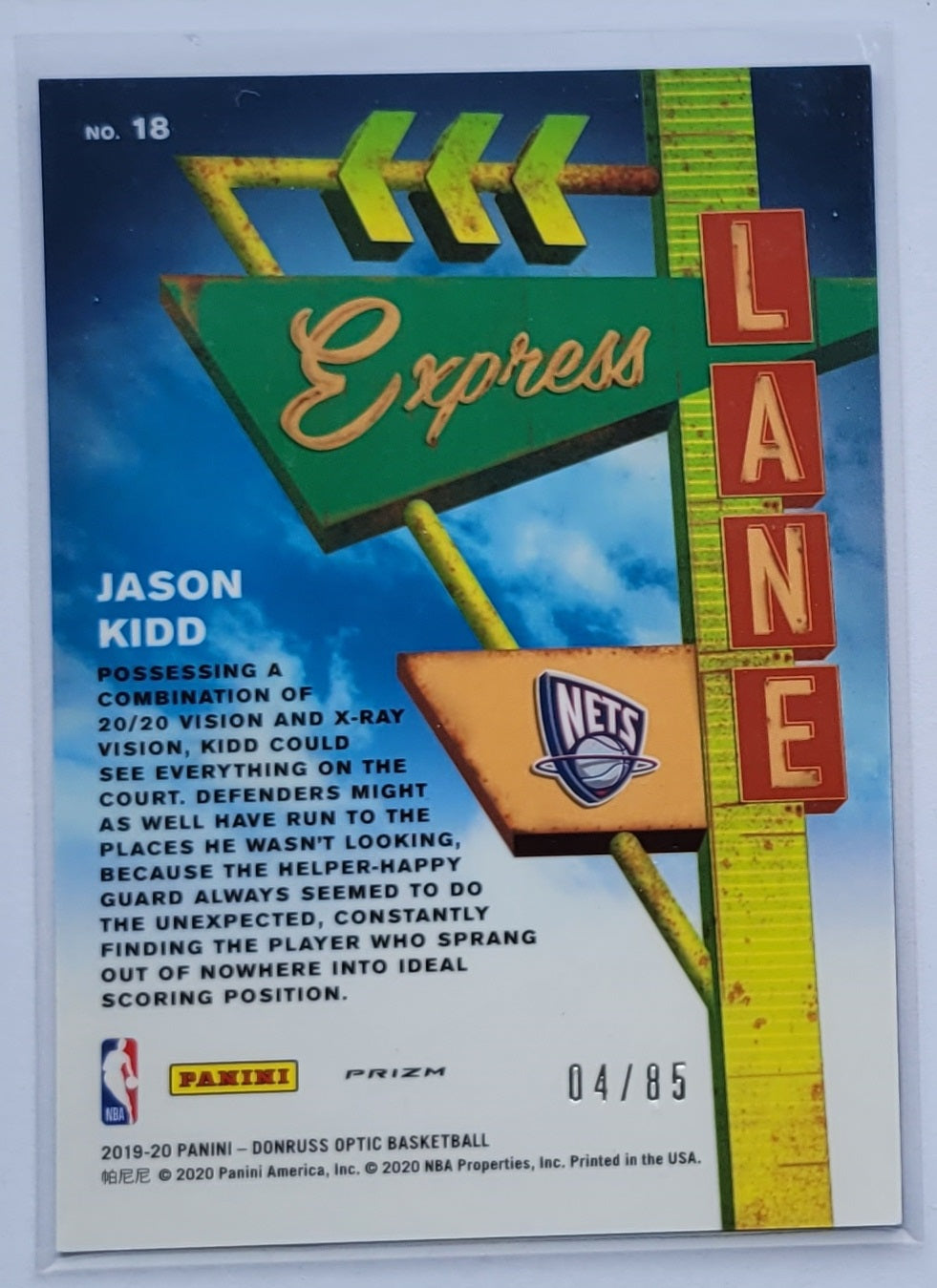 Jason Kidd - 2019-20 Donruss Optic Express Lane Blue #18 - 04/85