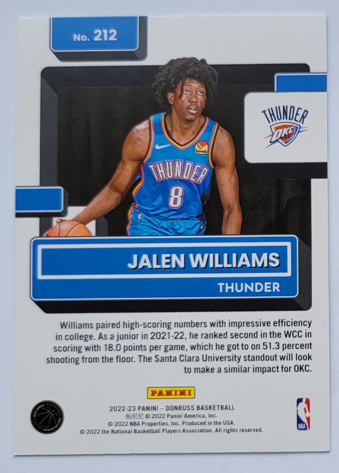 Jalen Williams - 2022-23 Donruss #212 RR RC