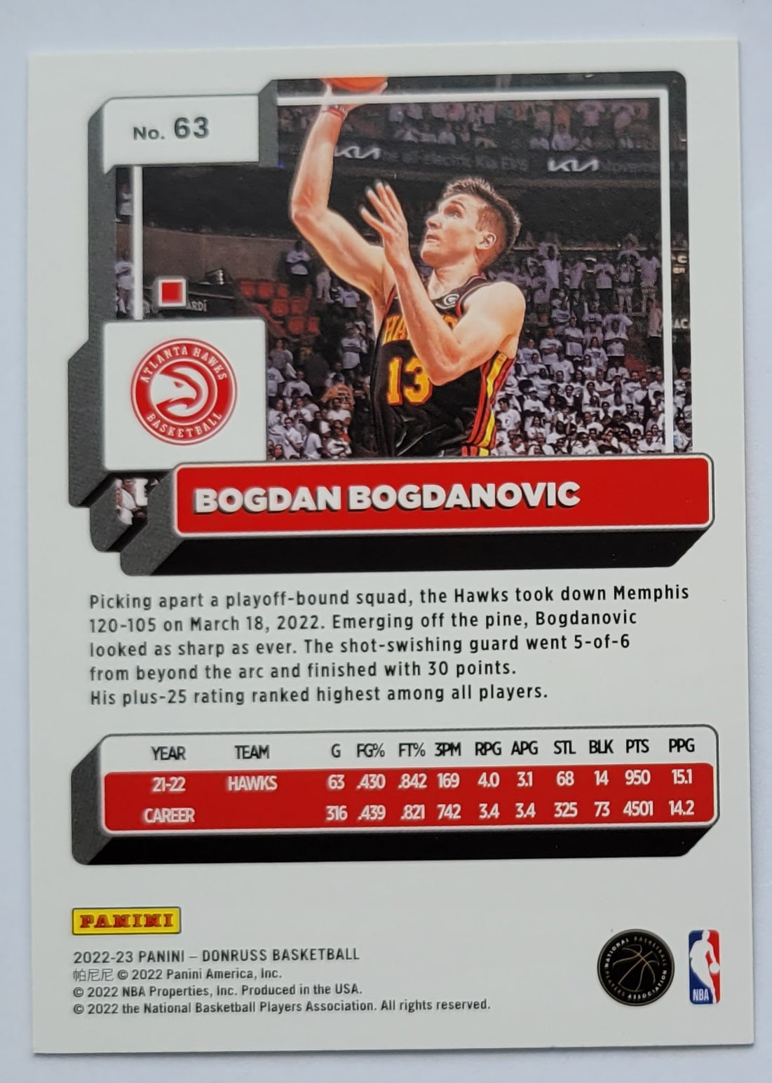 Bogdan Bogdanovic - 2022-23 Donruss Holo Green Laser #63