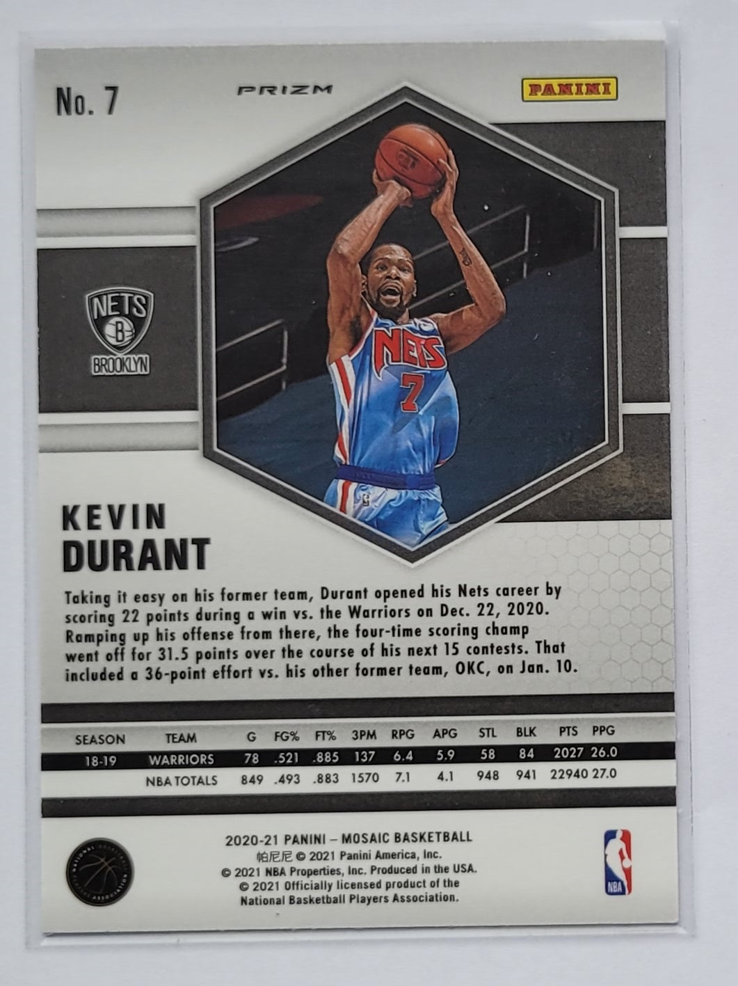 Kevin Durant - 2020-21 Panini Mosaic Mosaic Reactive Orange #7