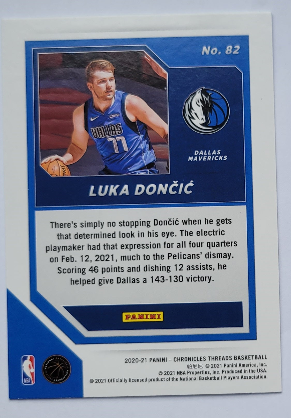 Luka Doncic - 2020-21 Panini Chronicles #82 Threads