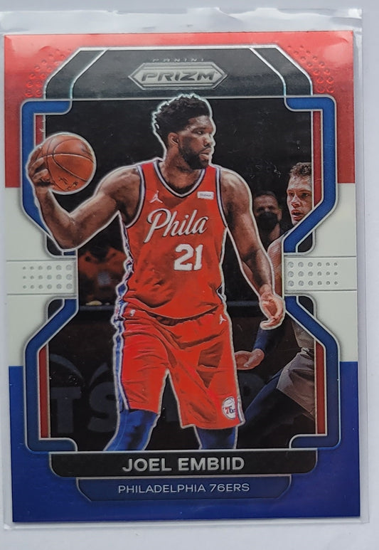 Joel Embiid - 2021-22 Panini Prizm Prizms Red White and Blue #176