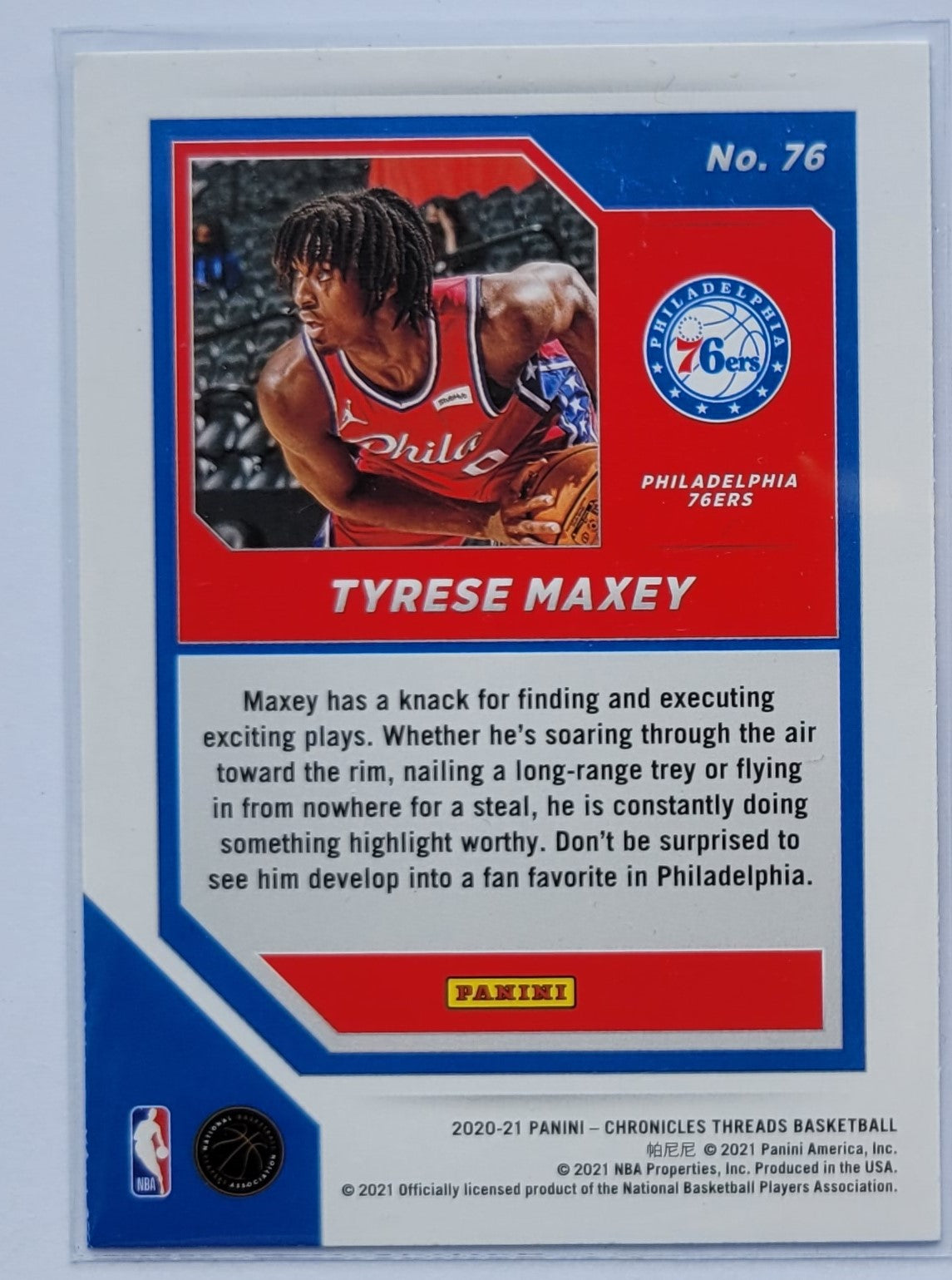 Tyrese Maxey - 2020-21 Panini Chronicles #76 Threads RC