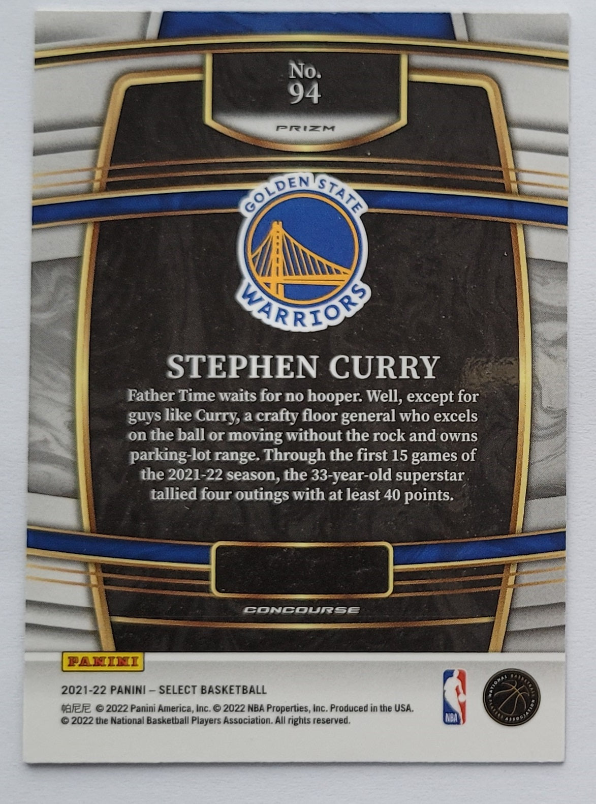 Stephen Curry - 2021-22 Select Prizms Blue #94