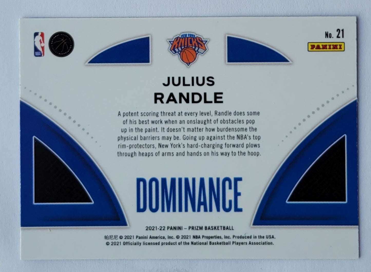 Julius Randle - 2021-22 Panini Prizm Dominance #21