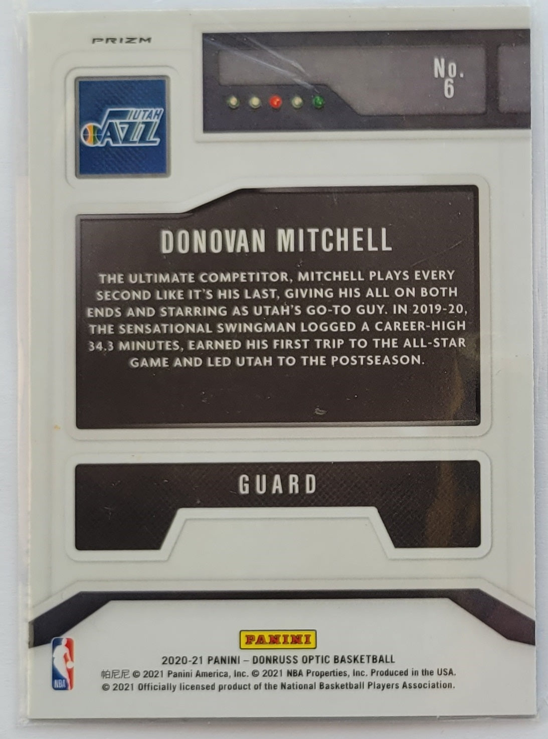 Donovan Mitchell - 2020-21 Donruss Optic T-Minus 3 2 1 Holo #6