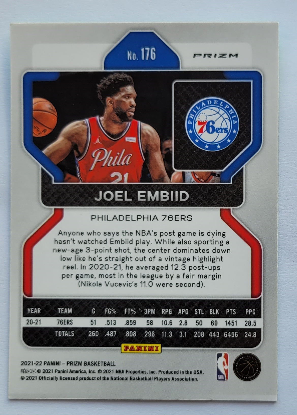 Joel Embiid - 2021-22 Panini Prizm Prizms Green #176