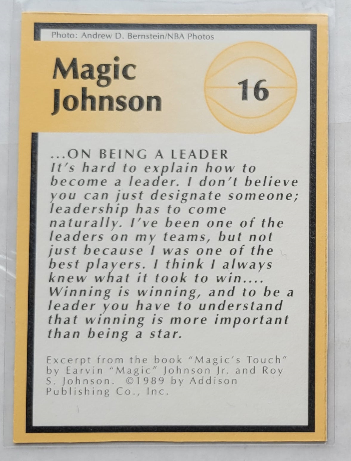 Magic Johnson - 1989 Excertp from the book 'Magic's Touch' #16