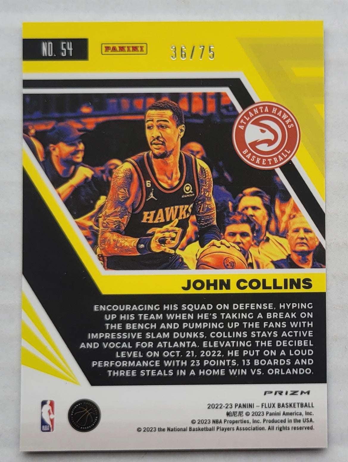 John Collins - 2022-23 Panini Flux Supernova #54 - 36/75