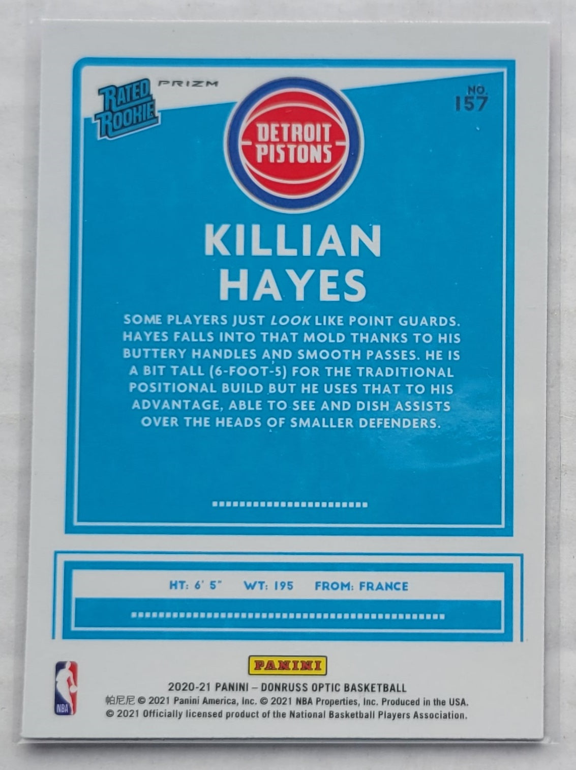 Killian Hayes - 2020-21 Donruss Optic Hyper Pink #157 RR RC