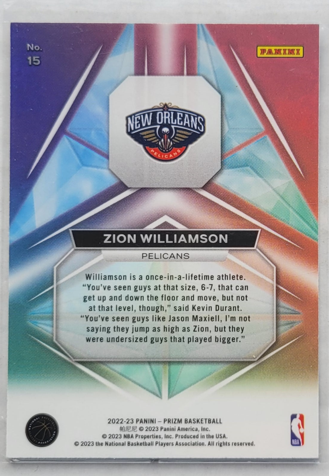 Zion Williamson - 2022-23 Panini Prizm Prizmatic #15