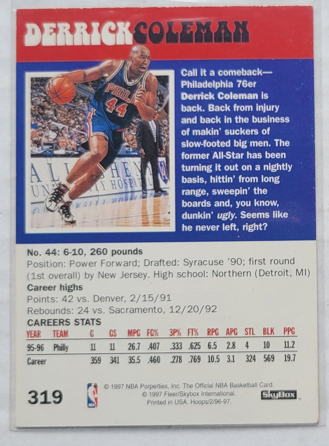 Derrick Coleman - 1996-97 Hoops #319 ST