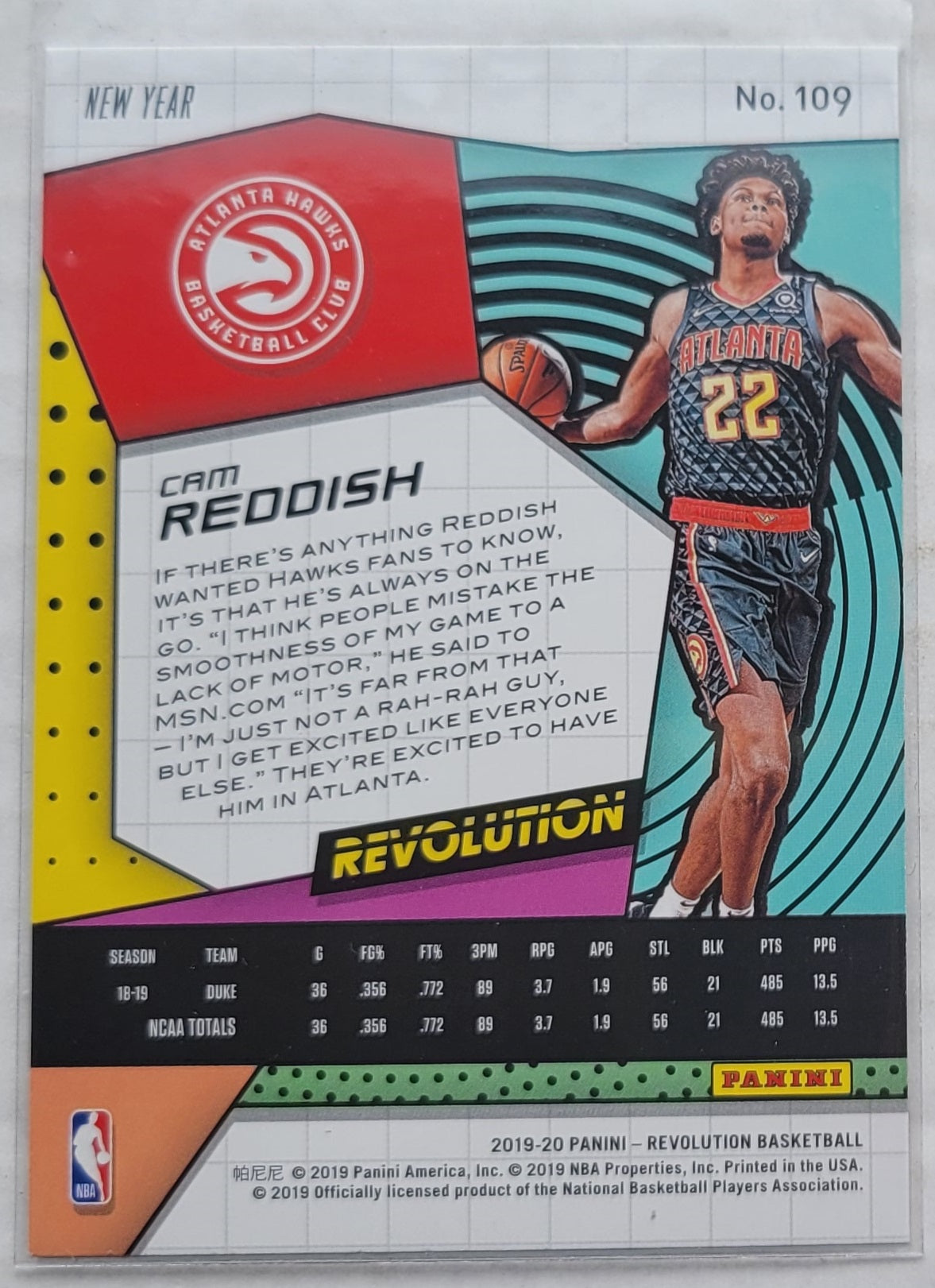 Cam Reddish - 2019-20 Panini Revolution Chinese New Year #109 RC