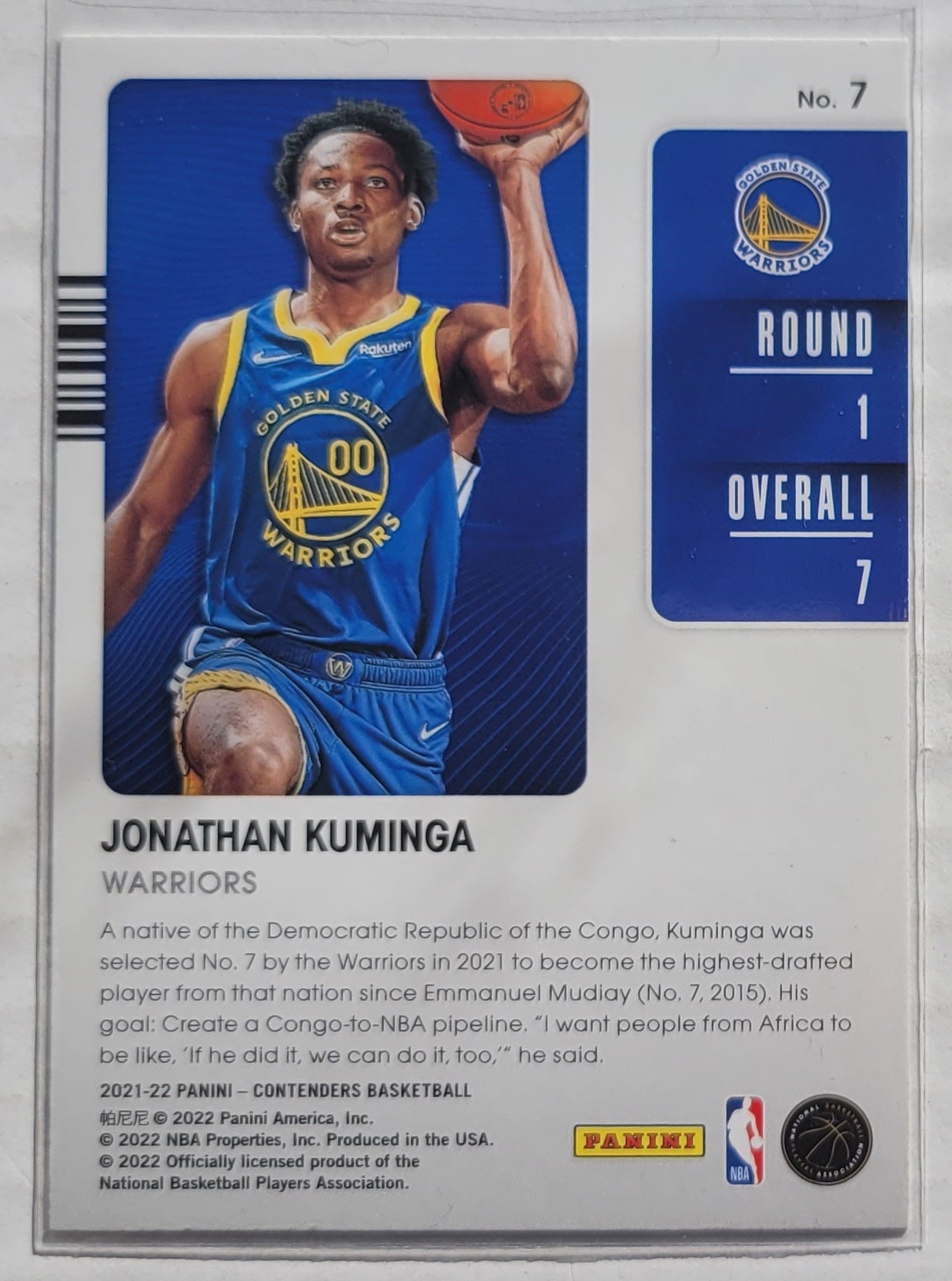 Jonathan Kuminga - 2021-22 Panini Contenders '21 Draft Class Contenders #7