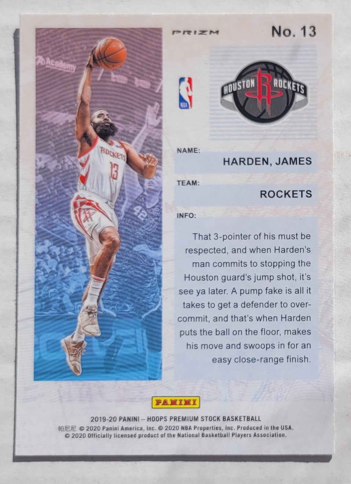James Harden - 2019-20 Hoops Premium Stock Frequent Flyers Holo #13