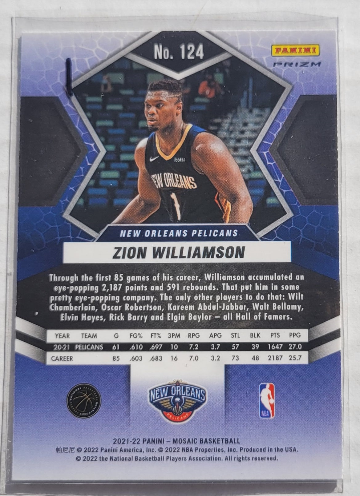 Zion Williamson - 2021-22 Panini Mosaic Silver #124