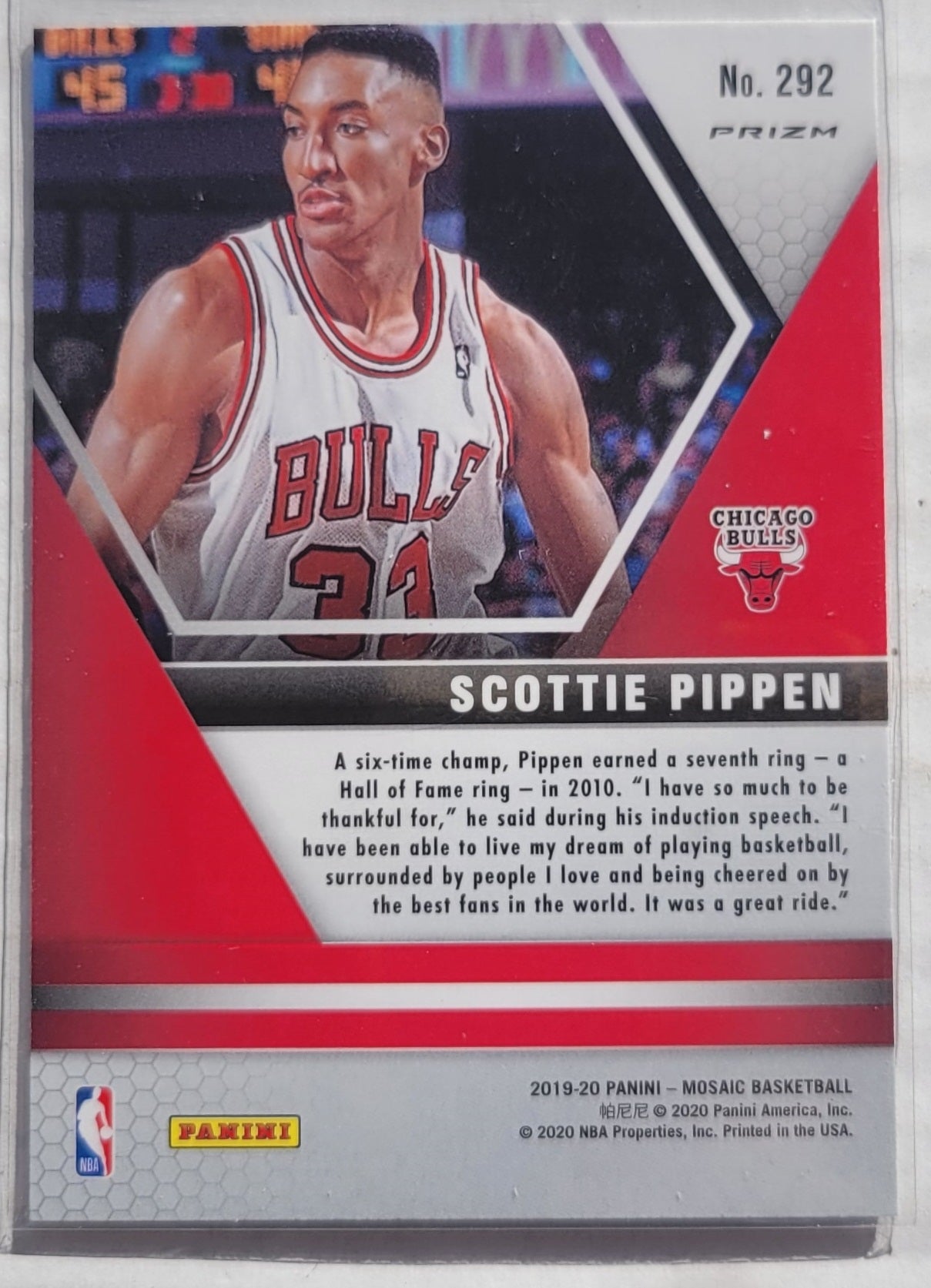 Scottie Pippen - 2019-20 Panini Mosaic Mosaic Fast Break Silver #292 HOF