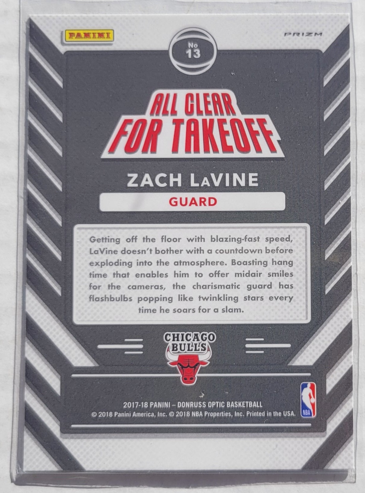 Zach LaVine - 2017-18 Donruss Optic All Clear for Takeoff Holo #13