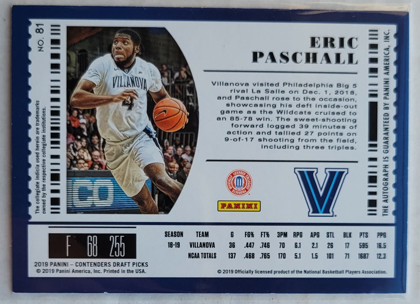 Eric Paschall - 2019-20 Panini Contenders Draft Picks Draft Ticket #81 AU - 73/99