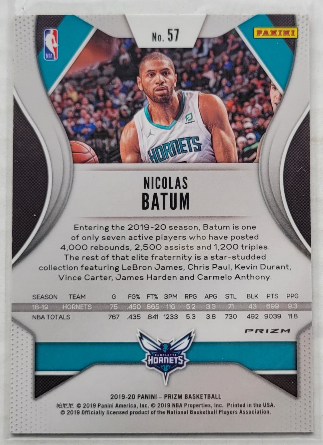 Nicolas Batum - 2019-20 Panini Prizm Prizms Red White and Blue #57