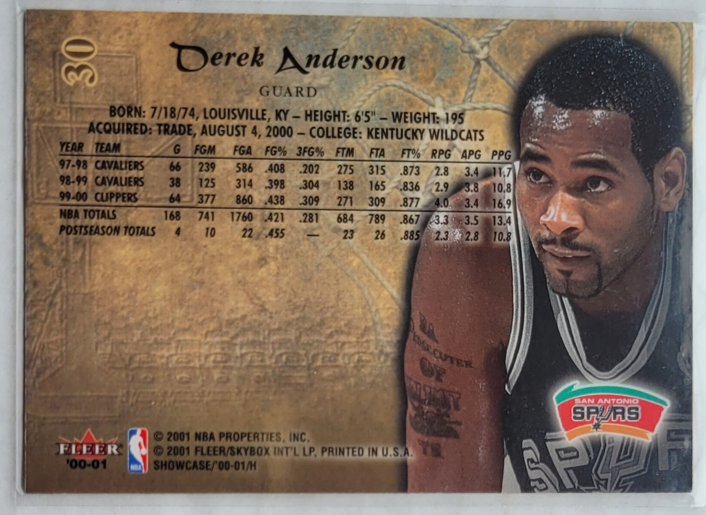 Derek Anderson - 2000-01 Fleer Showcase #30