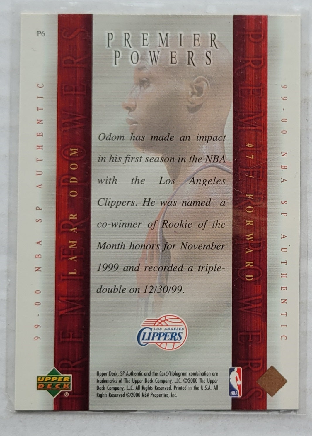 Lamar Odom - 1999-00 SP Authentic Premier Powers #P6