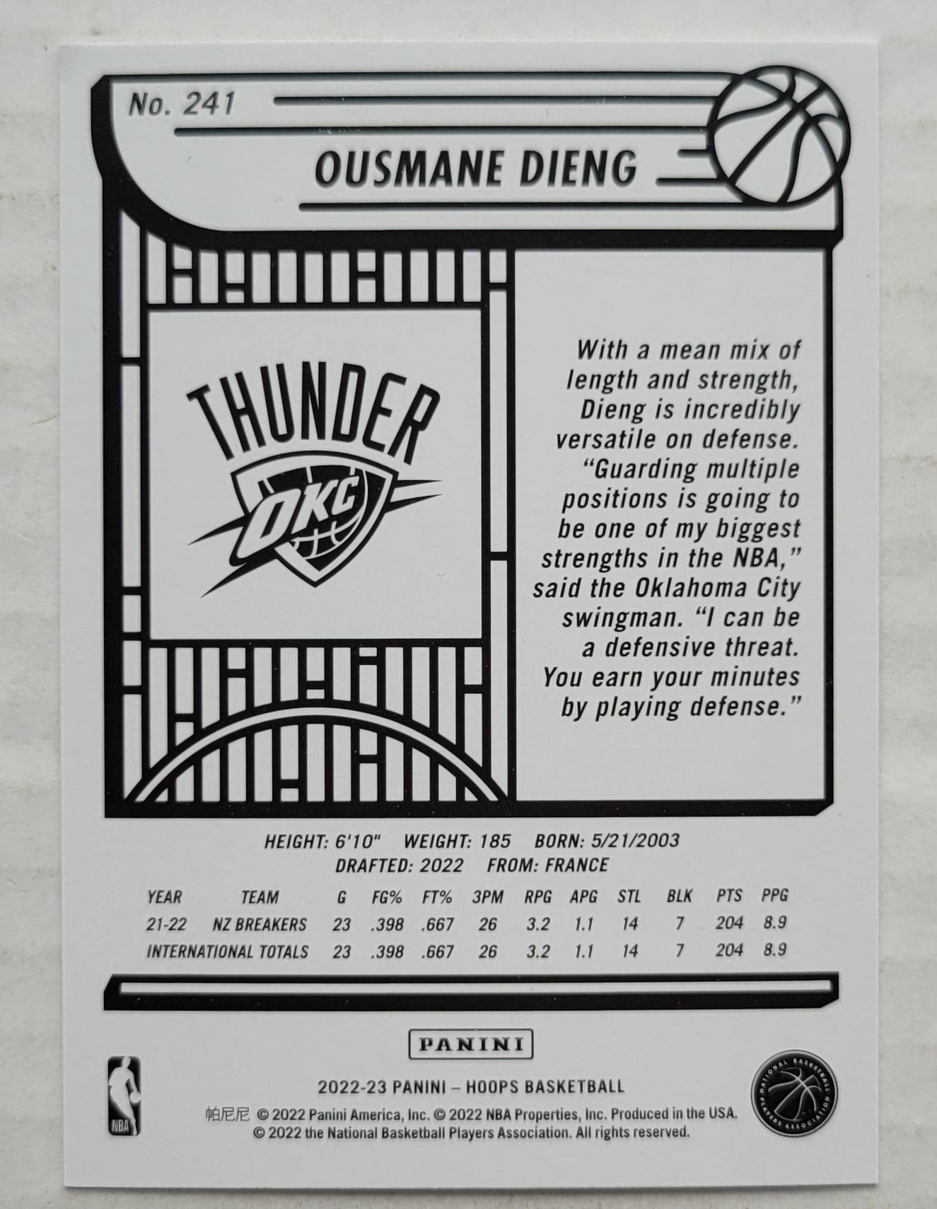 Ousmane Dieng - 2022-23 Hoops Winter #241 RC