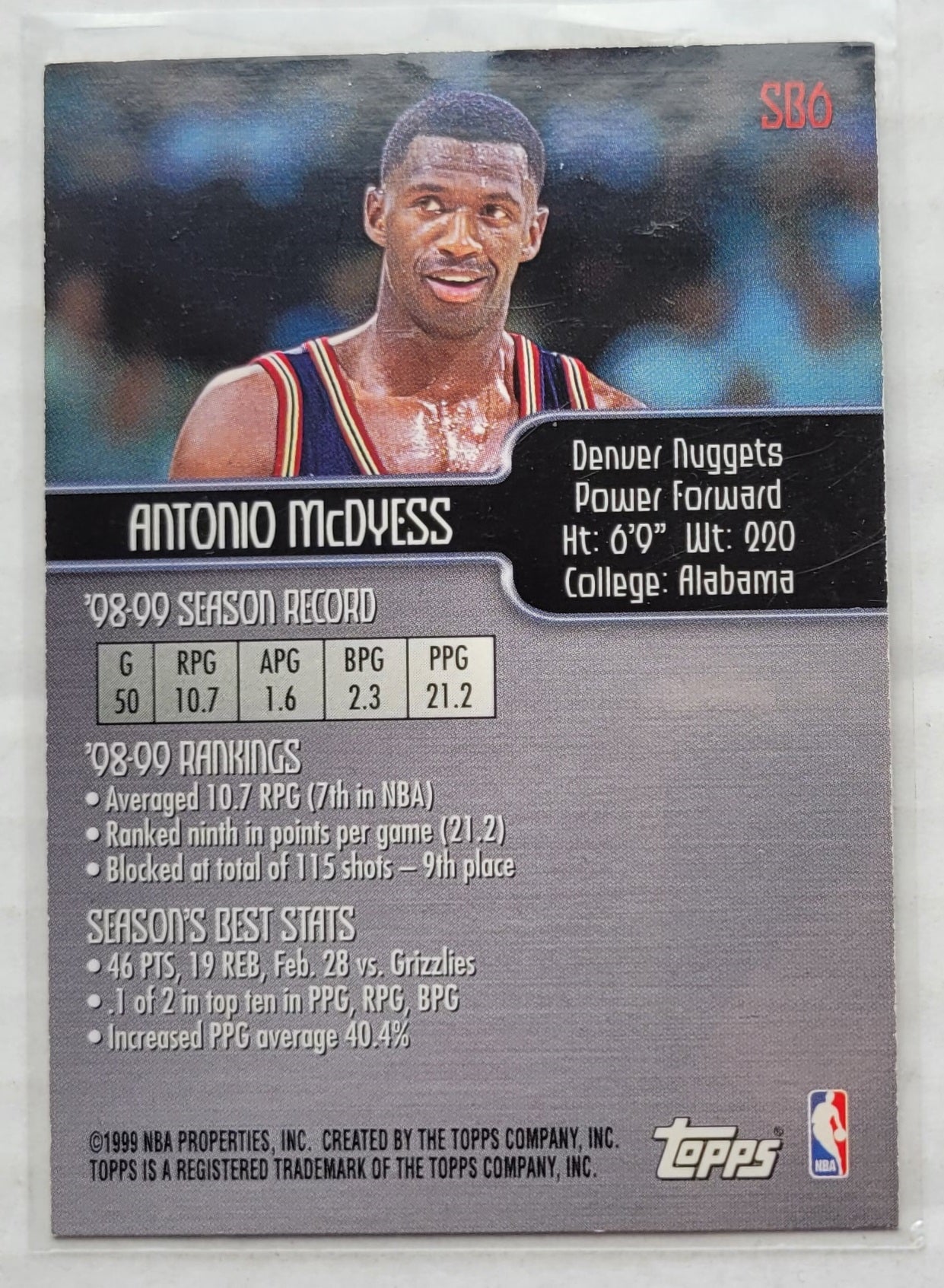 Antonio McDyess - 1999-00 Topps Season's Best #SB6