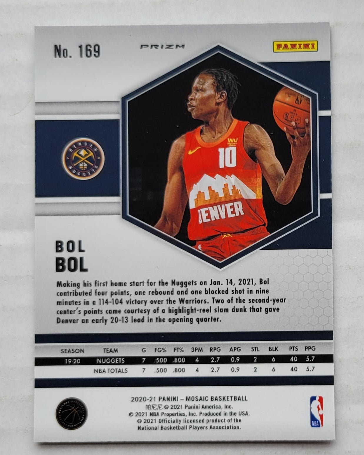 Bol Bol - 2020-21 Panini Mosaic Mosaic Reactive Blue #169