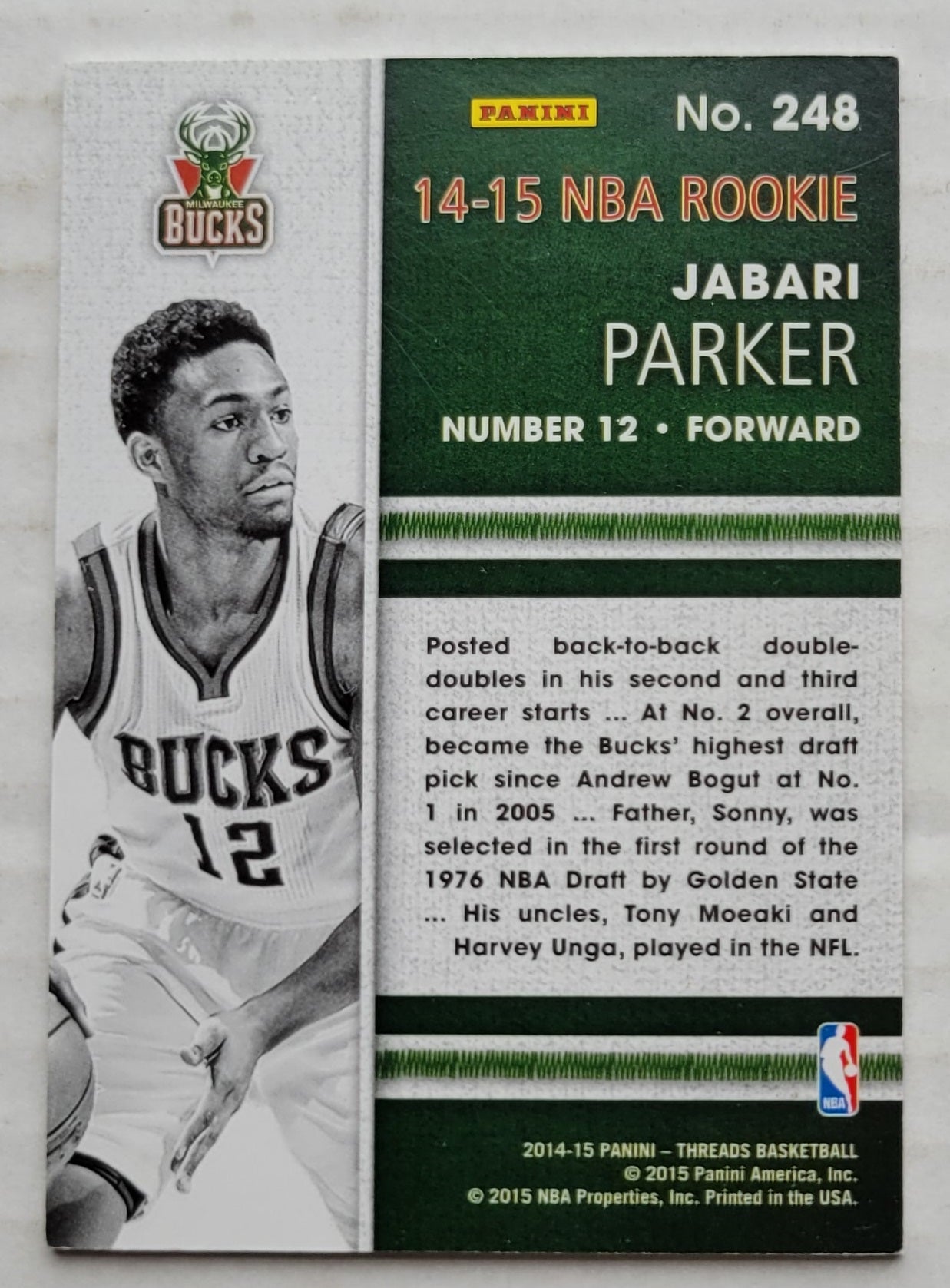 Jabari Parker - 2014-15 Panini Threads #248 LTHR RC