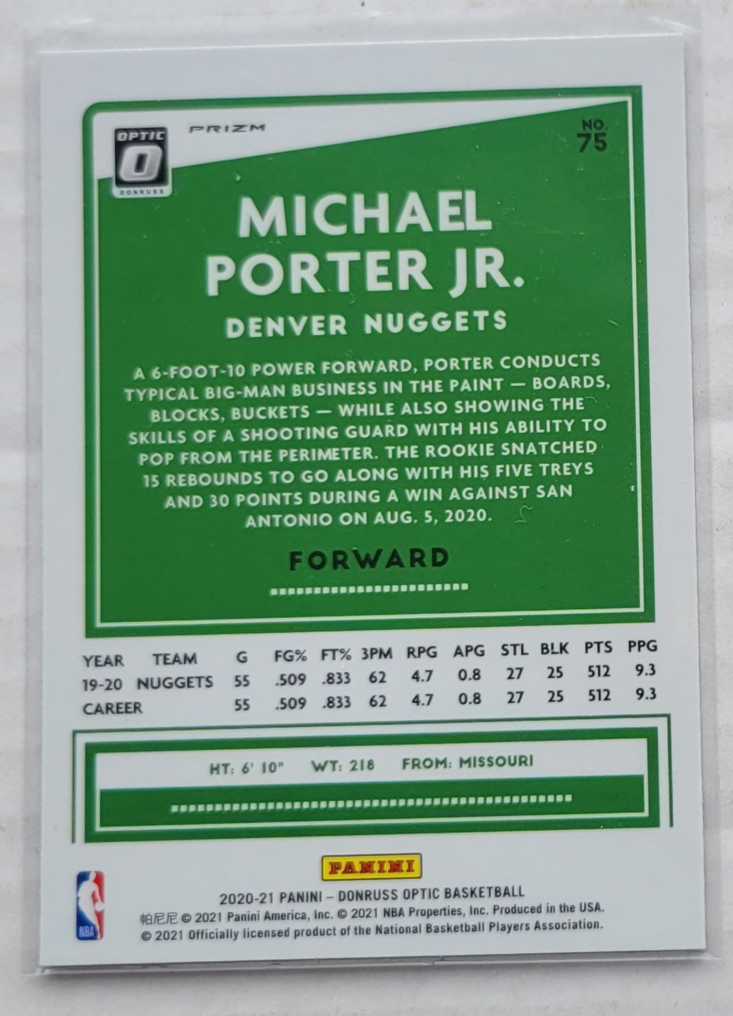 Michael Porter Jr. - 2020-21 Donruss Optic Holo #75