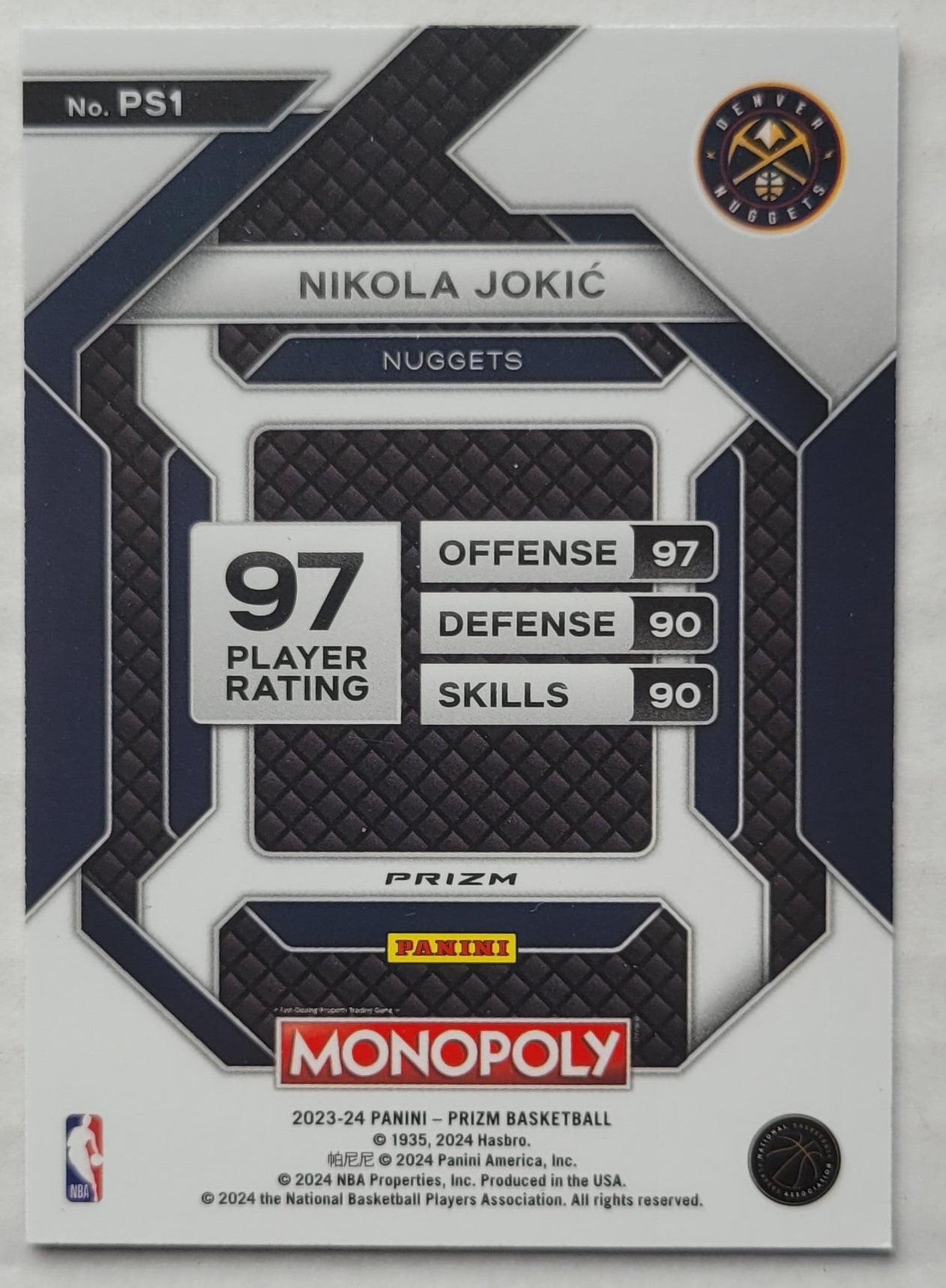 Nikola Jokic - 2023-24 Panini Prizm Monopoly All-Star Purple #PS1