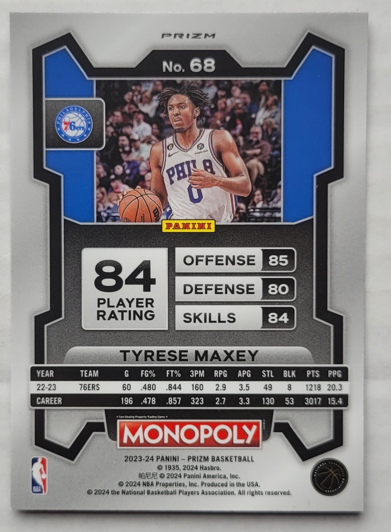 Tyrese Maxey - 2023-24 Panini Prizm Monopoly Purple #68