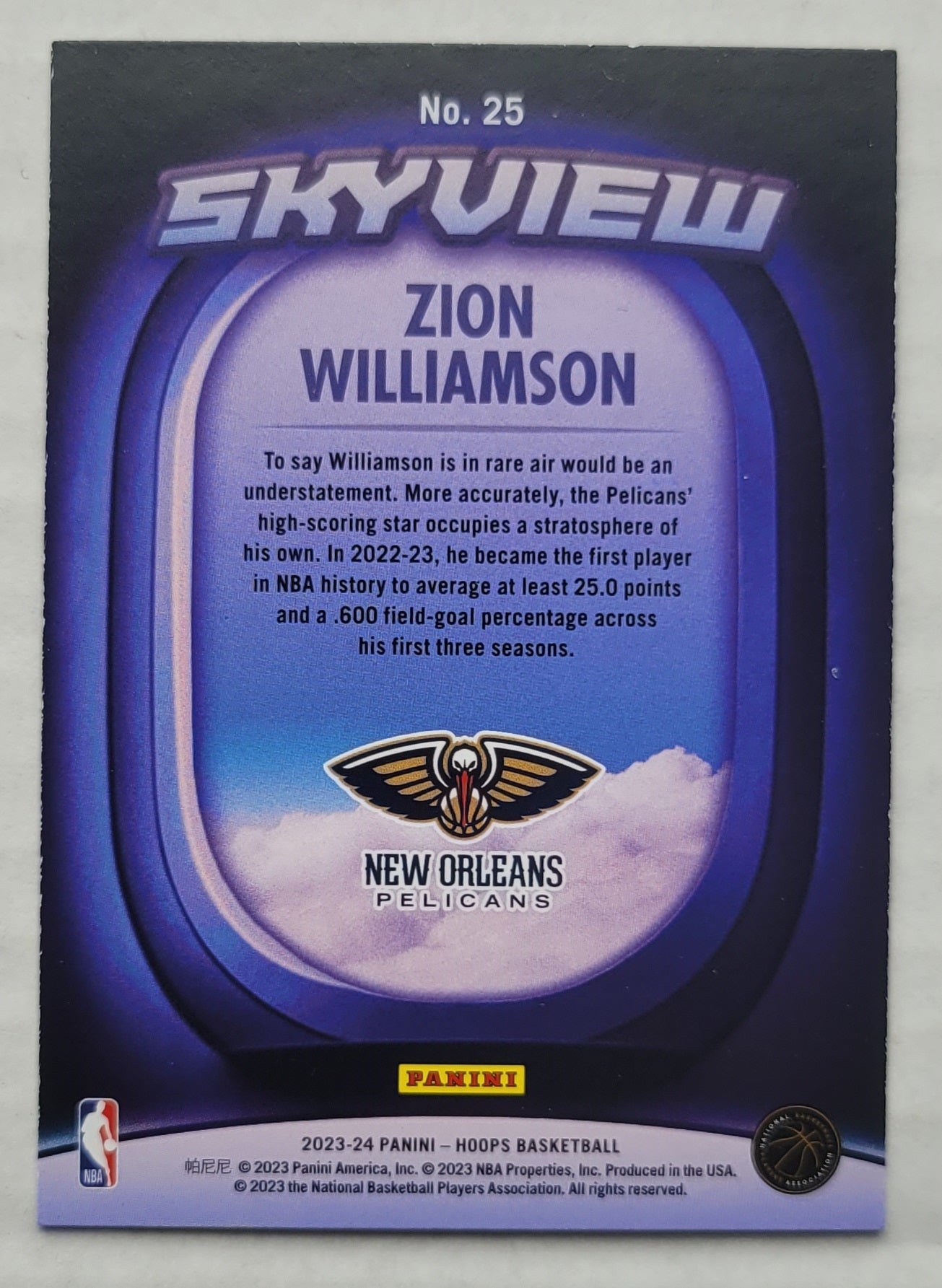 Zion Williamson - 2023-24 Hoops Skyview Holo #25
