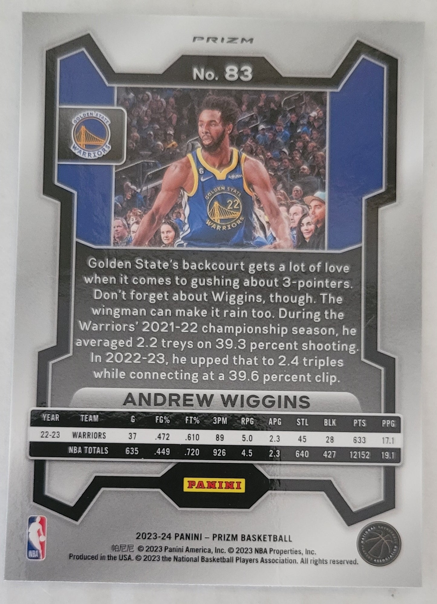 Andrew Wiggins - 2023-24 Panini Prizm Prizms Ice #83