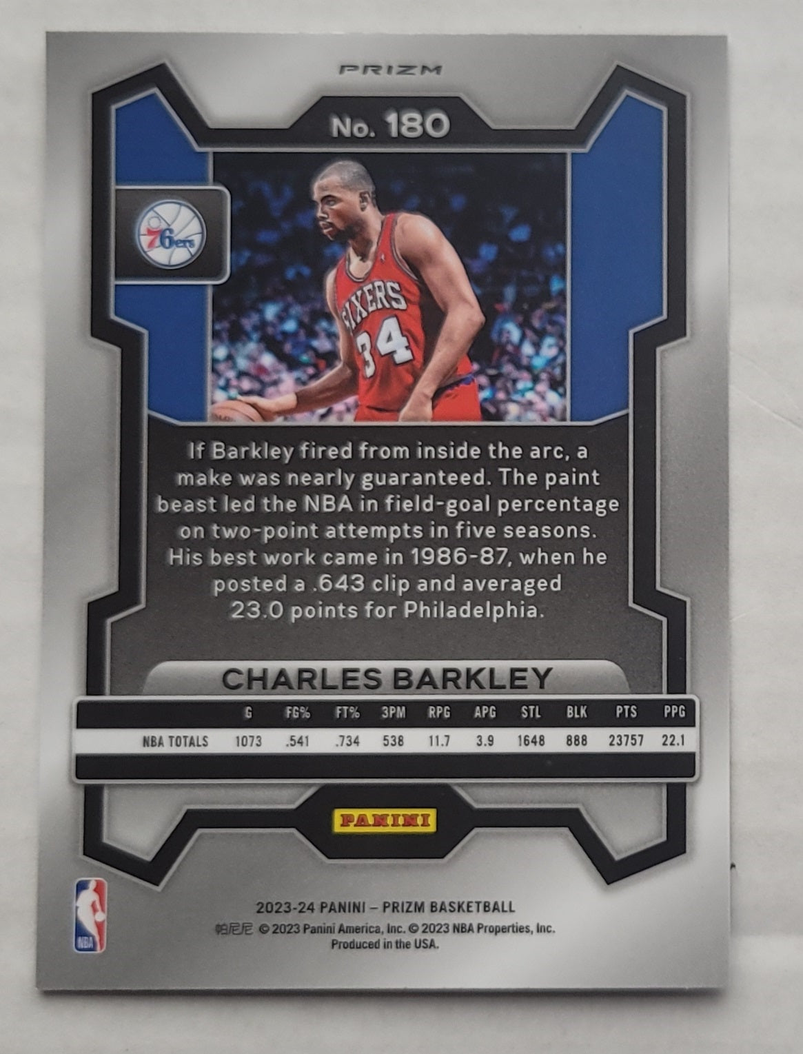 Charles Barkley - 2023-24 Panini Prizm Prizms Silver #180