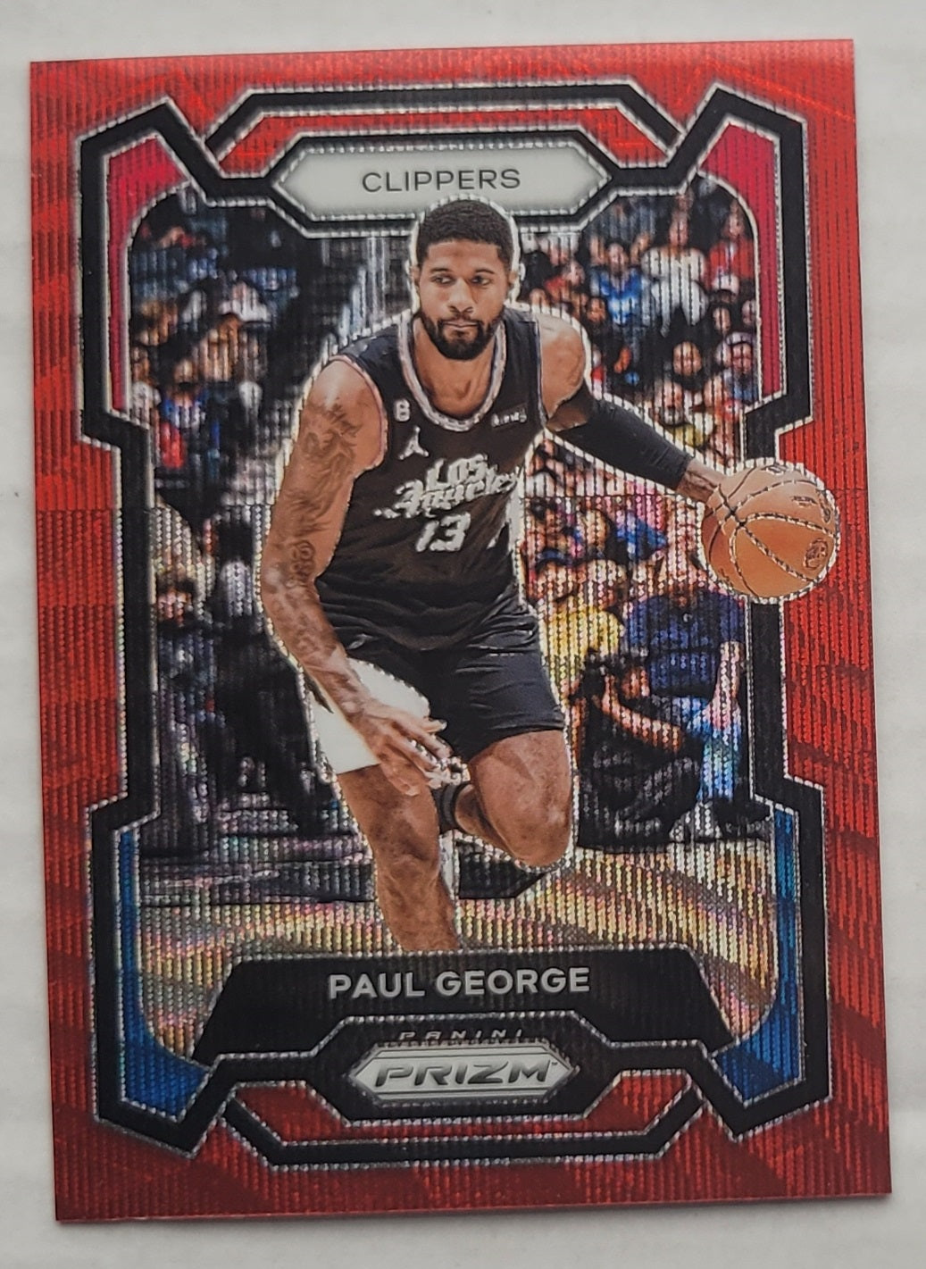 Paul George - 2023-24 Panini Prizm Prizms Ruby Wave #101