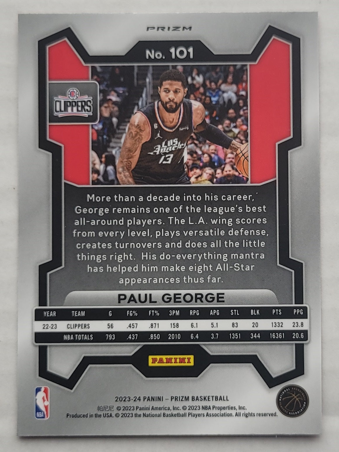 Paul George - 2023-24 Panini Prizm Prizms Ruby Wave #101