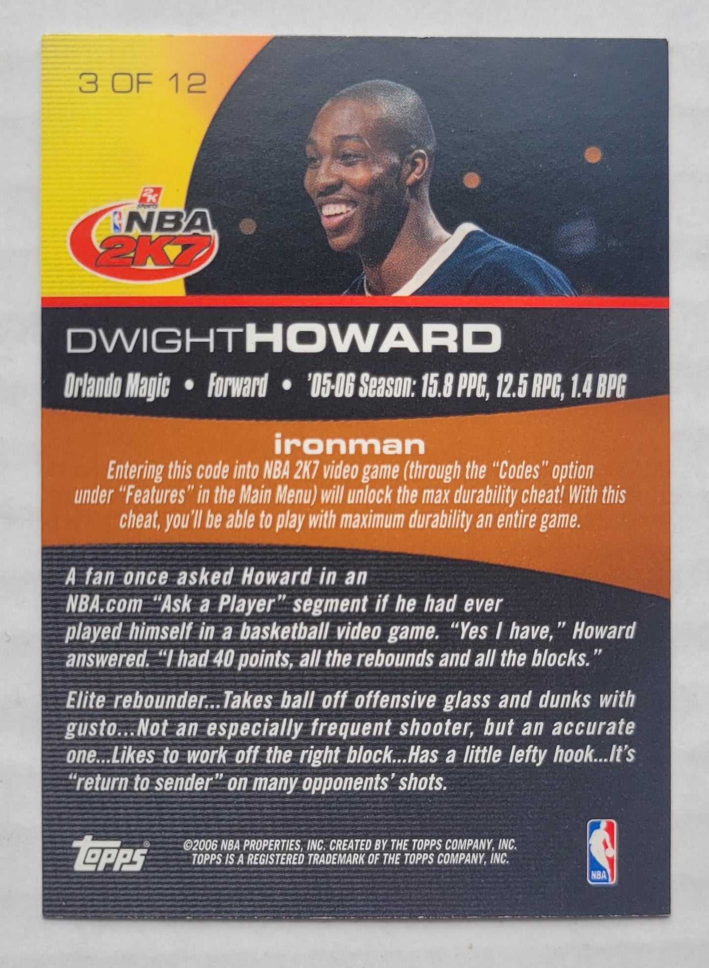 Dwight Howard - 2006-07 Topps 2K7 Promotion #3