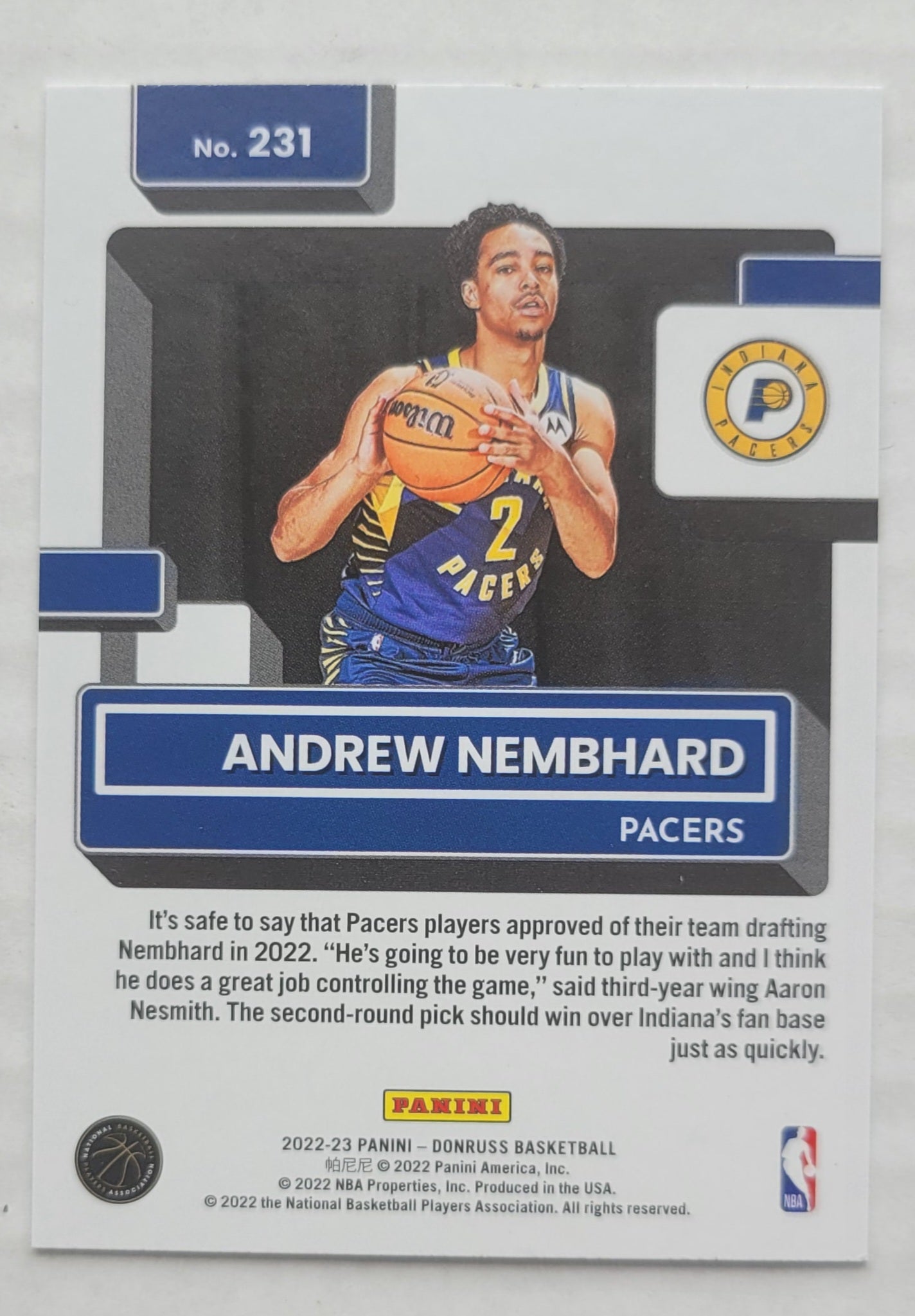 Andrew Nembhard - 2022-23 Donruss Choice #231 RR RC