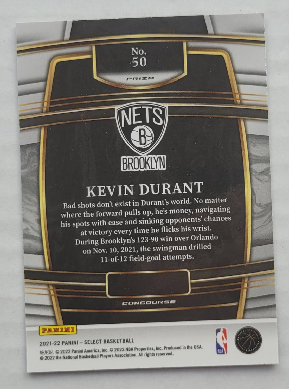 Kevin Durant - 2021-22 Select Prizms Silver #50