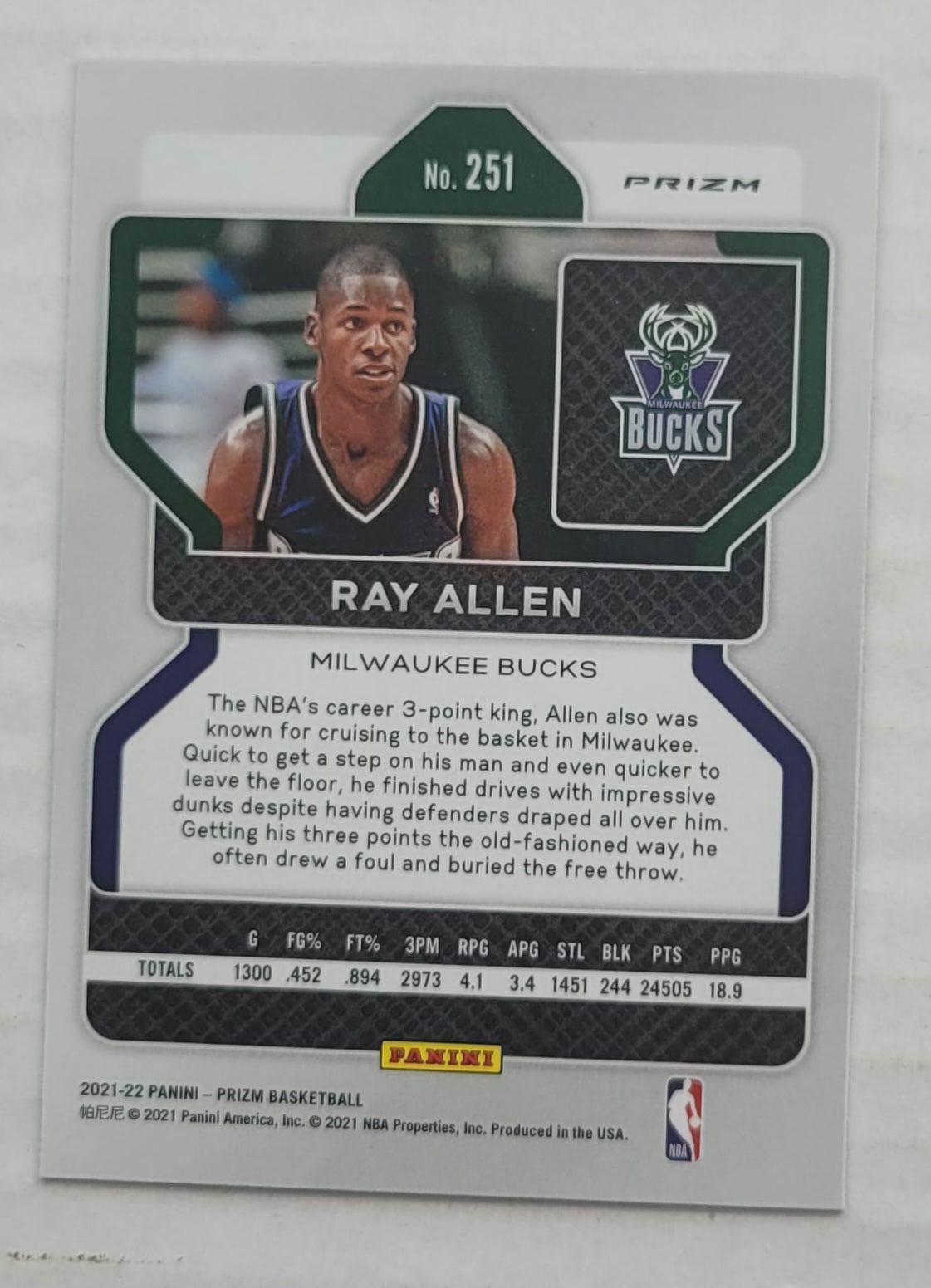 Ray Allen - 2021-22 Panini Prizm Prizms Green #251