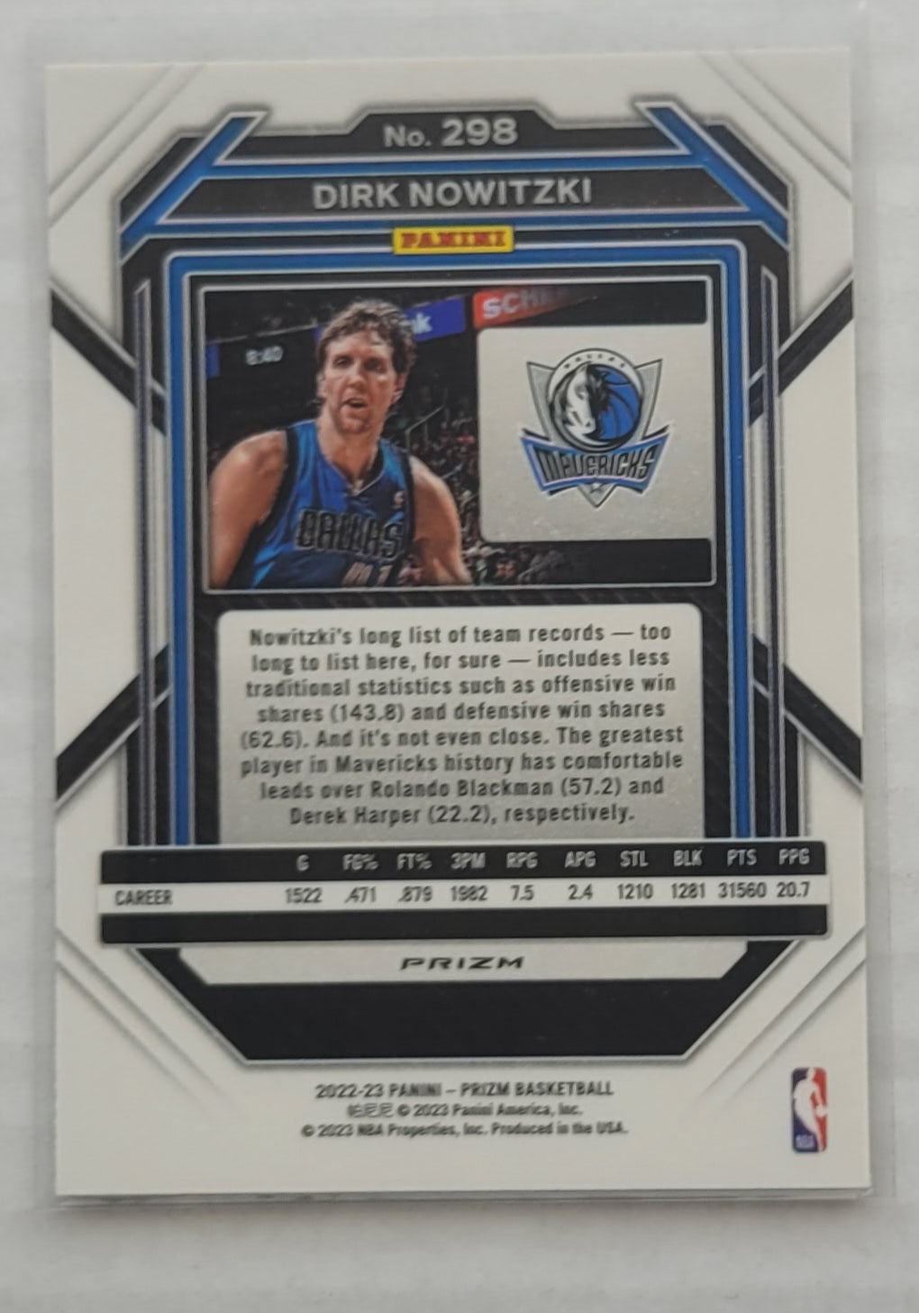 Dirk Nowitzki - 2022-23 Panini Prizm Prizms Silver #298