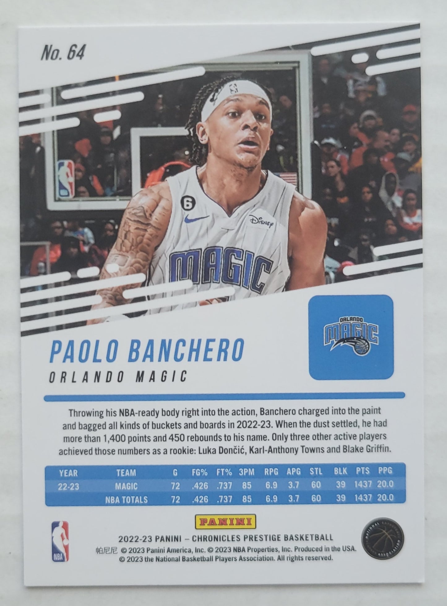 Paolo Banchero - 2022-23 Panini Chronicles Pink #64 Prestige RC